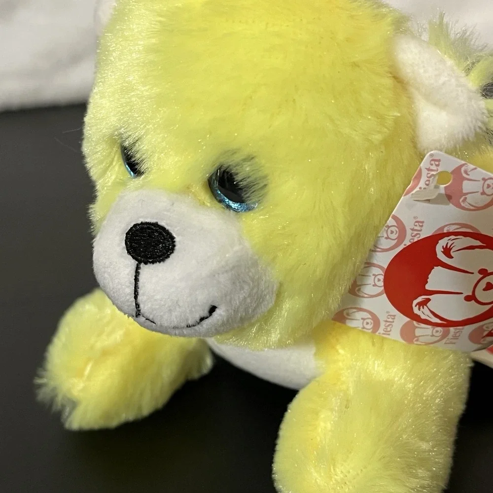 Fiesta Little Bear Plush Stuffed Animal Neon Fluoresent Yellow 7